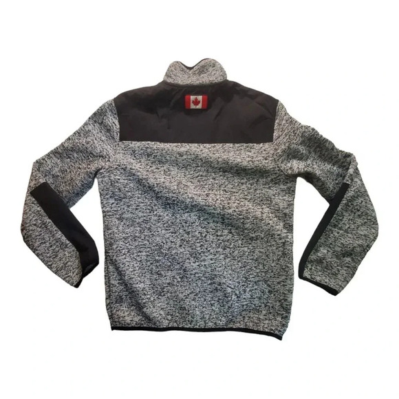 Vintage Roots Canada Men's Fleece Jacket Size Large Heather Black White Full Zip - Picture 2 of 16